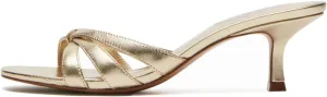 Goolita Women's Pearl Kitten Heels Flip Flops Open Round Toe Strappy Thong Slide Heeled Sandals Comfort Casual Party Mules Heels