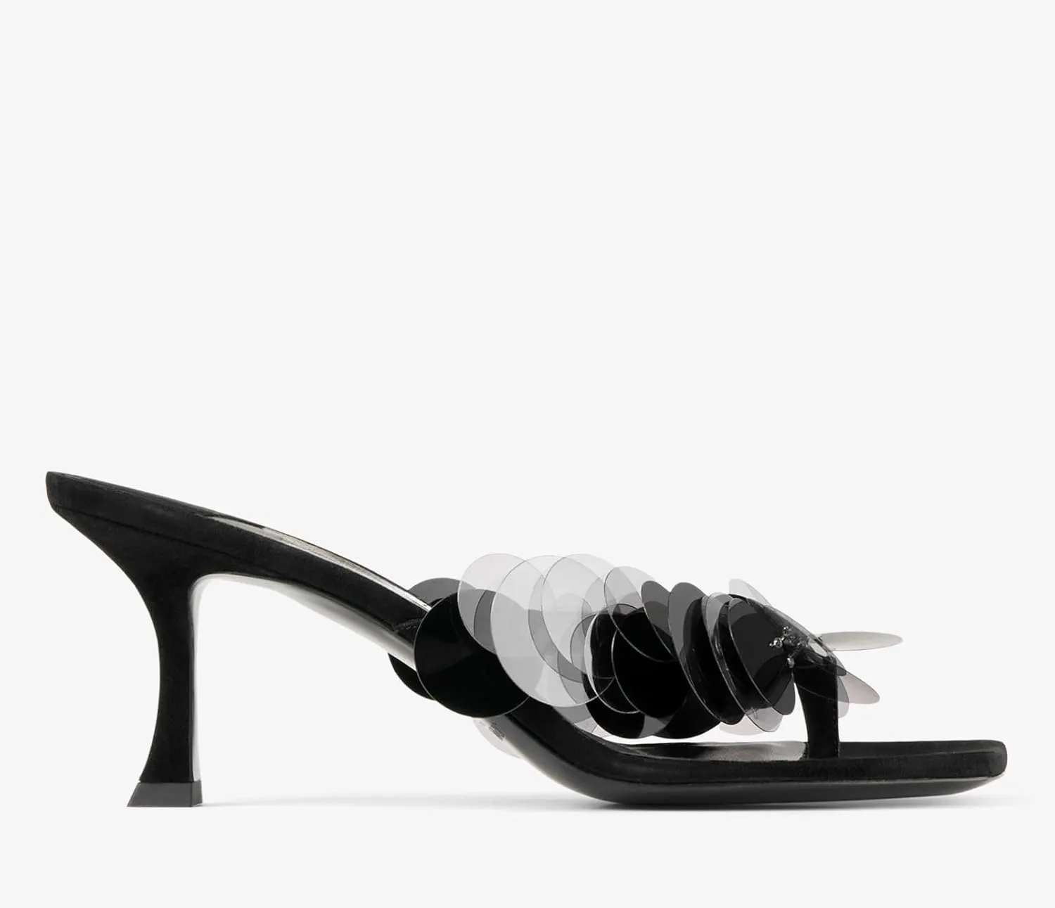Goolita Women's Suede Sequin Stiletto Heels Flip Flops Open Square Toe Strappy Thong Slide Heeled Sandals Comfort Prom Party Mules Heels