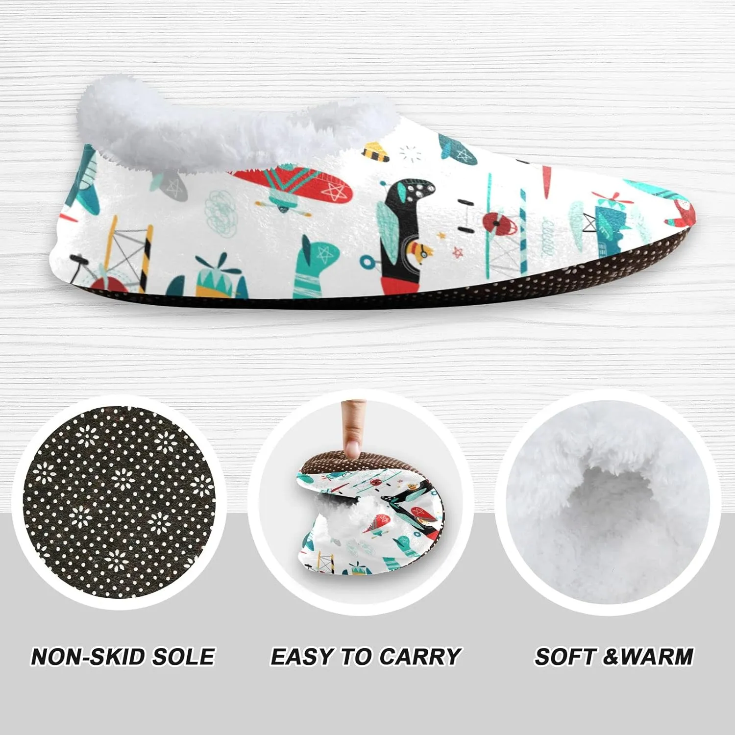 Gredecor Boys Girls Toddler Slippers for Kids Home House Slippers Warm Fur Non Slip Plush Indoor Slipper Socks