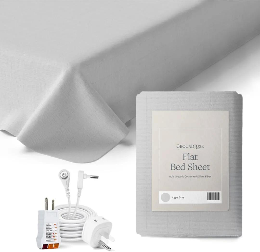 GroundLuxe Flat Queen Grounding Sheet in Light Gray