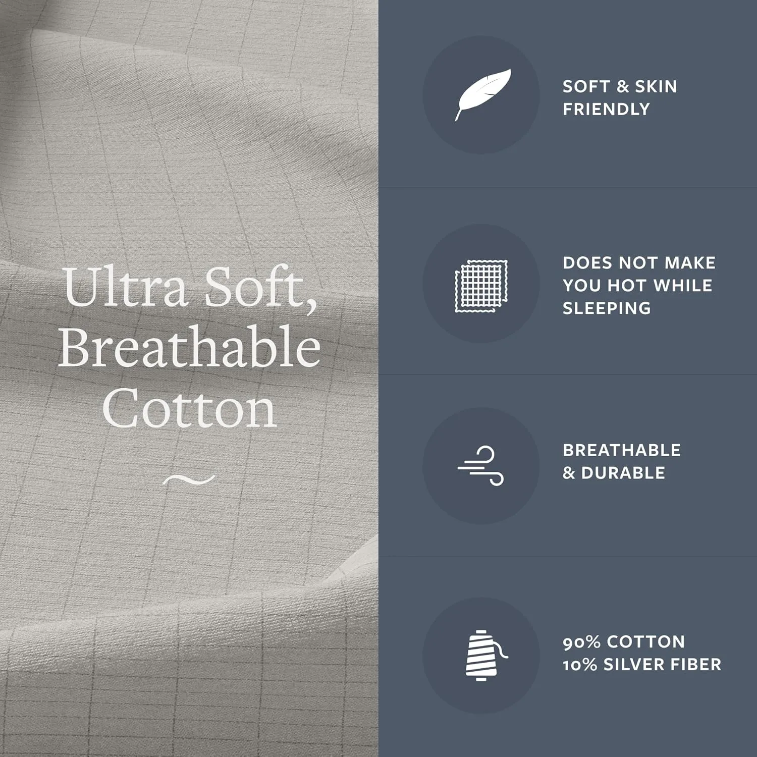 GroundLuxe Flat Queen Grounding Sheet in Light Gray