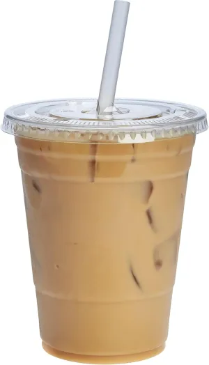 GUSTO [16 oz. - 100 Count Clear PET Cups with Lids, Disposable Coffee Cups with Flat Lids - Ideal for Cold Beverages, Smoothies, and to-Go Drinks - Formerly Comfy Package