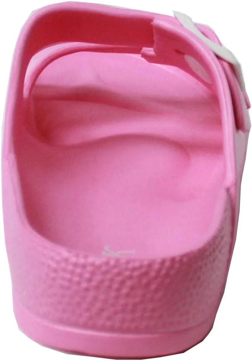 H2K Women's Lightweight Comfort Soft Slides EVA Adjustable Double Buckle Flat Sandals Buddy