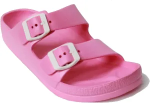 H2K Women's Lightweight Comfort Soft Slides EVA Adjustable Double Buckle Flat Sandals Buddy
