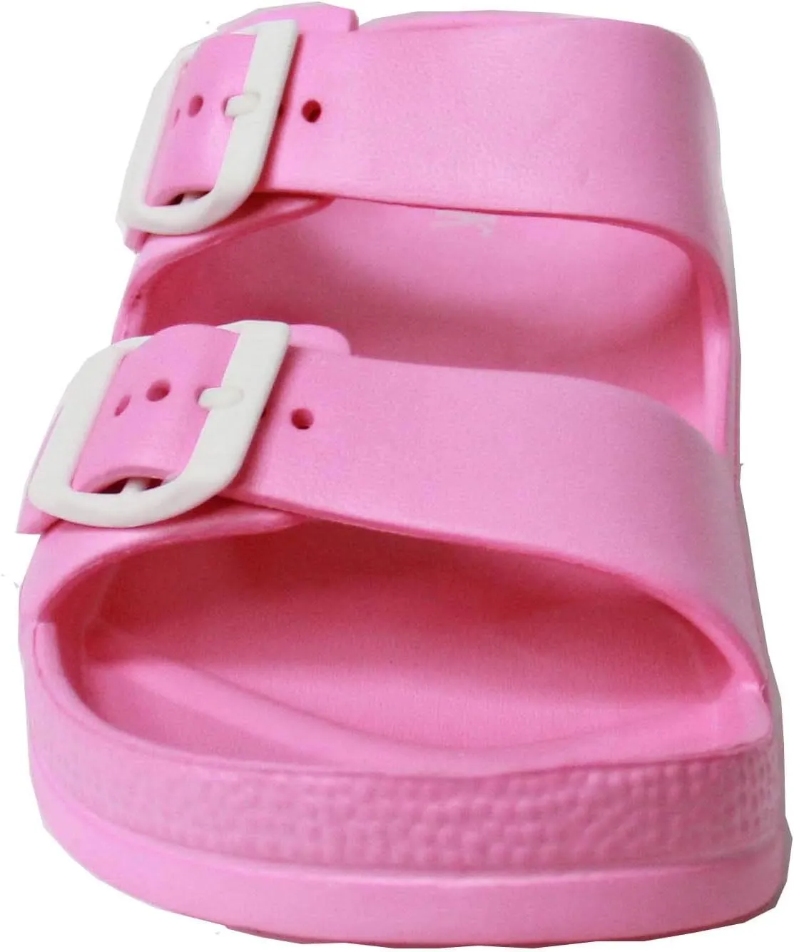 H2K Women's Lightweight Comfort Soft Slides EVA Adjustable Double Buckle Flat Sandals Buddy