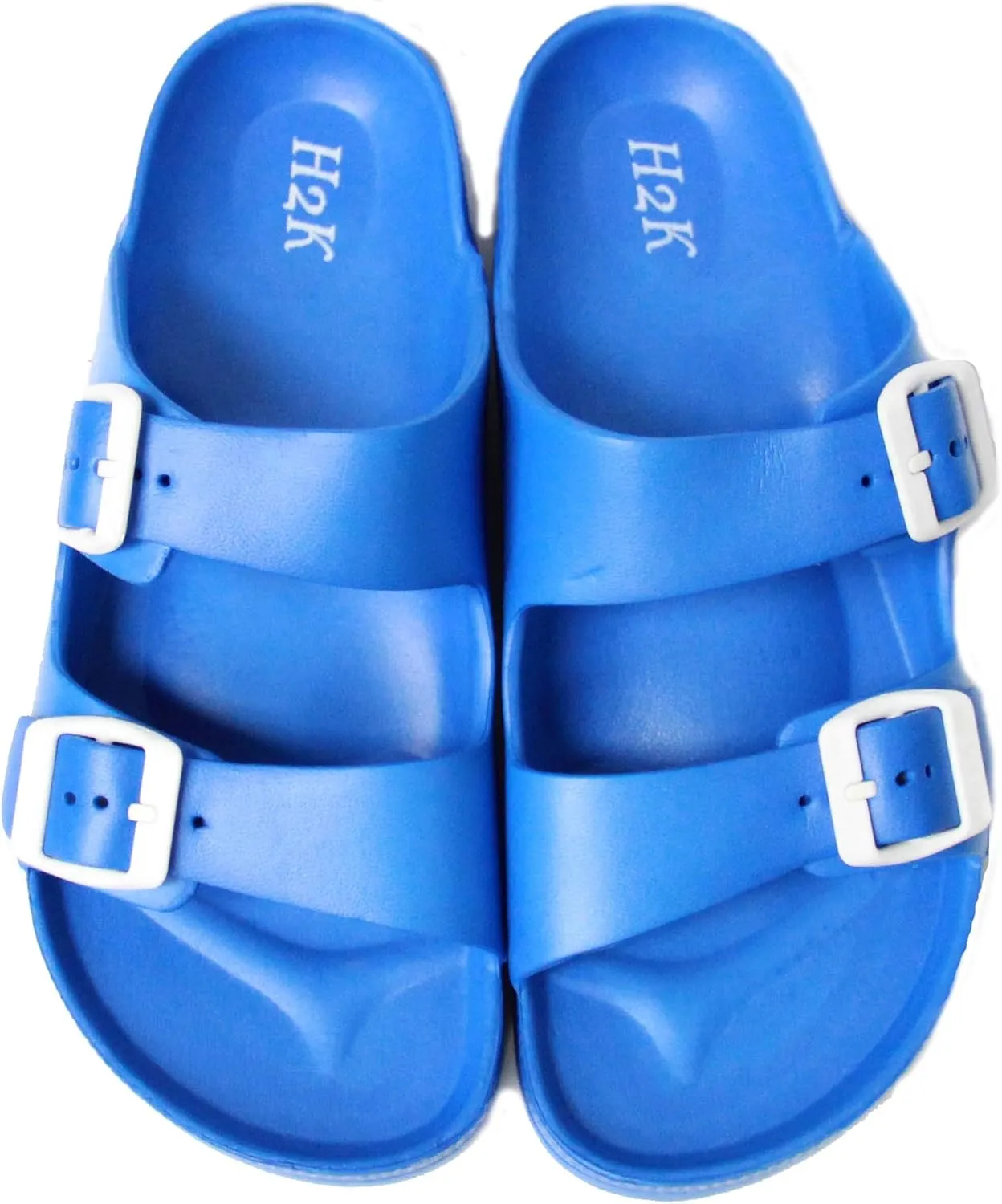 H2K Women's Lightweight Comfort Soft Slides EVA Adjustable Double Buckle Flat Sandals Buddy
