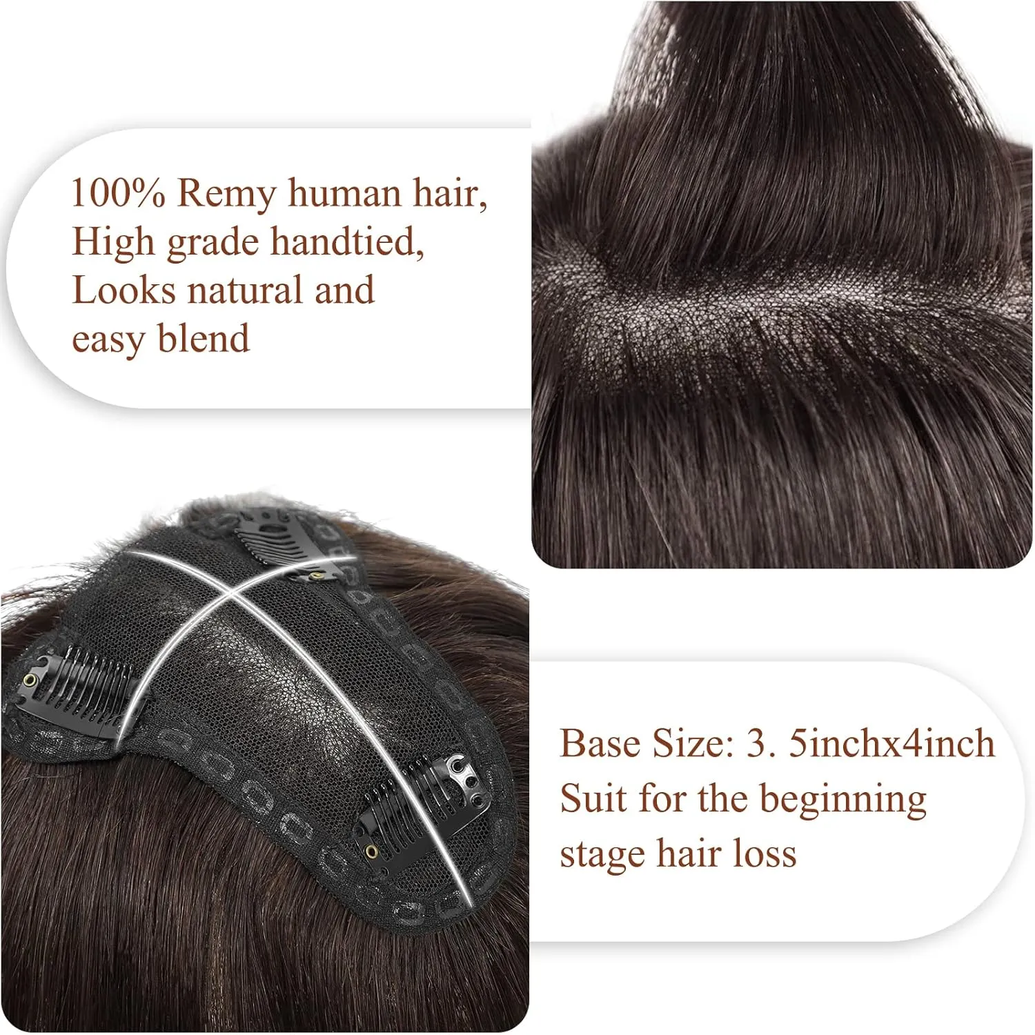 Hair Toppers for Women Real Human Hair Toppers Hair Pieces for Women with Thinning Hair Human Hair Toppers with Bangs Clip in Hair Extensions