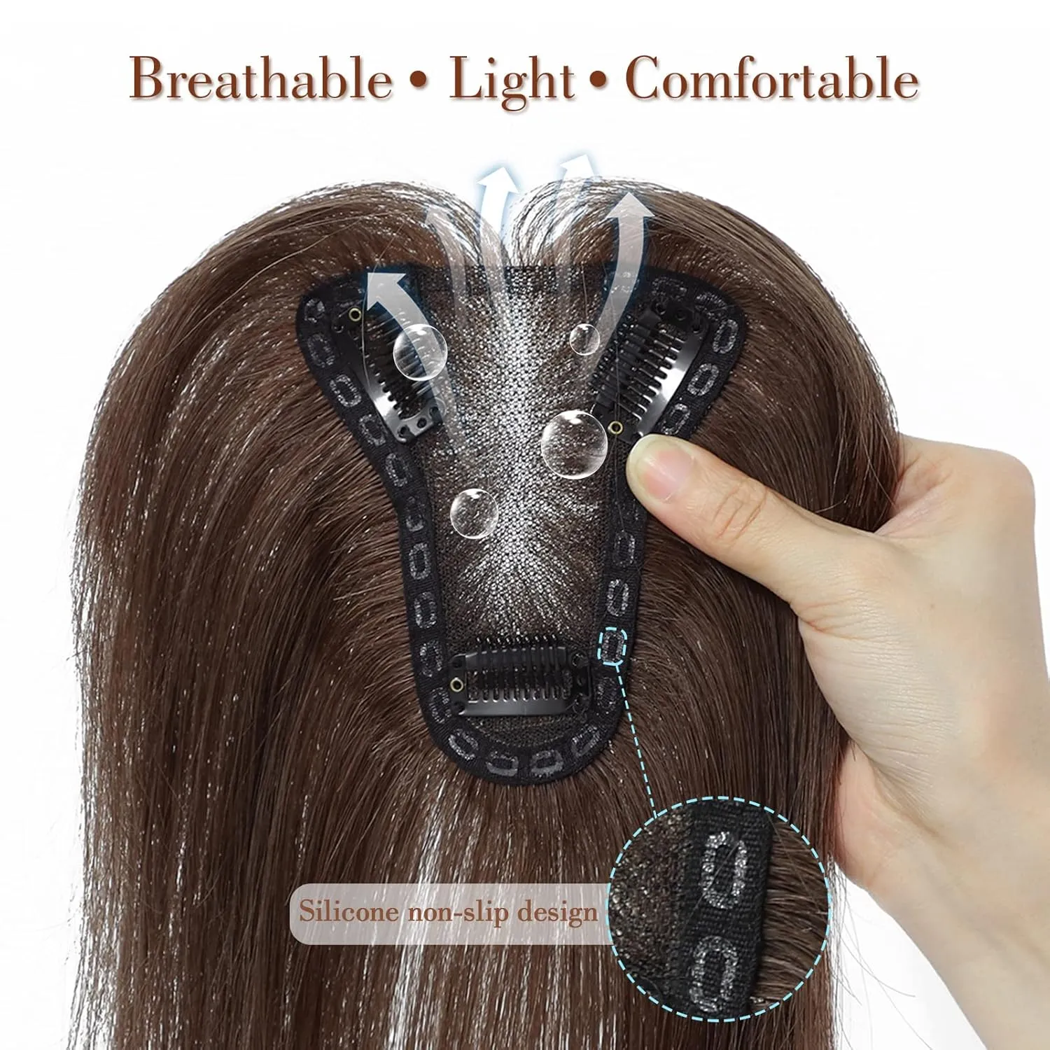 Hair Toppers for Women Real Human Hair Toppers Hair Pieces for Women with Thinning Hair Human Hair Toppers with Bangs Clip in Hair Extensions