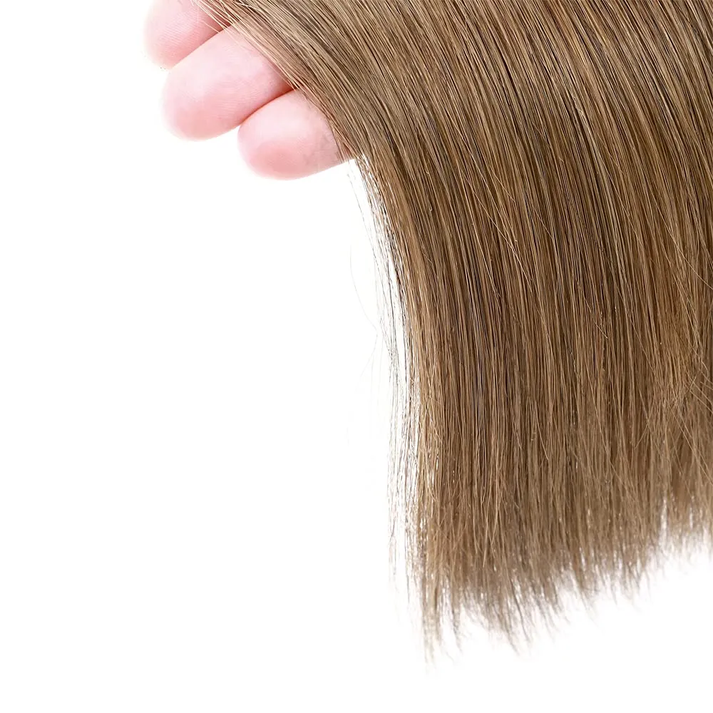 Hairro Human Hair Clip in Mini Hair Extensions for Men and Women 10 Inch #6 Light Brown Short Straight Clip on Remy Hair Wiglet Topper Seamless Filler Hairpieces for Thinning Hair and Baldness