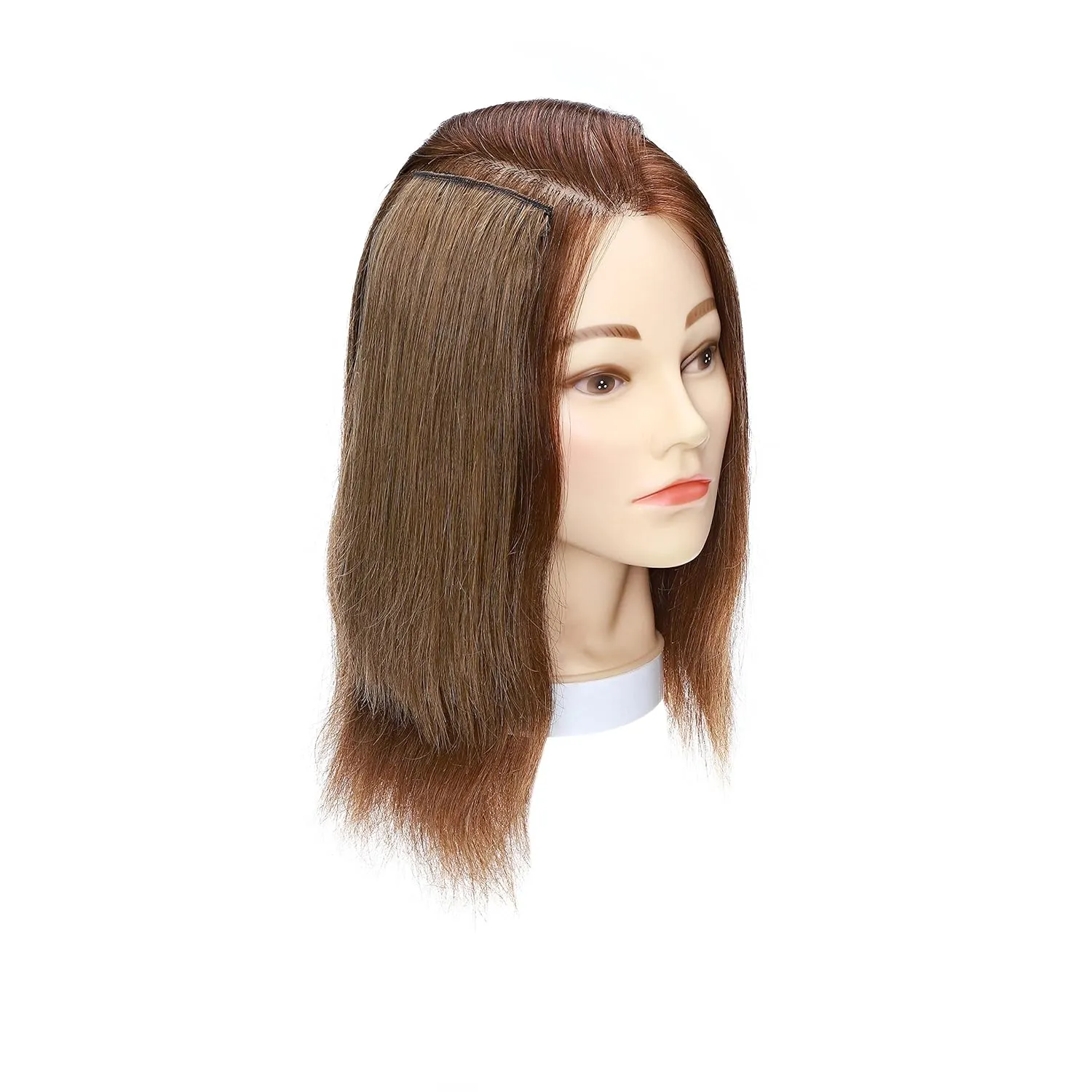 Hairro Human Hair Clip in Mini Hair Extensions for Men and Women 10 Inch #6 Light Brown Short Straight Clip on Remy Hair Wiglet Topper Seamless Filler Hairpieces for Thinning Hair and Baldness