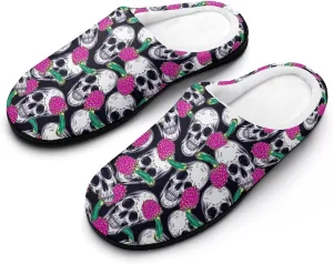 Halloween House Slippers For Woman Ladies Memory Foam Bedroom Slipper Indoor Outdoor Slip-On Shoes Funny Fall Slippers