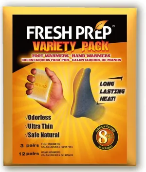 Hand Foot Warmer Variety Heat Packs - 12 Pairs Hand Warmers   3 Pairs Feet Warmers - Long Lasting Safe Natural Odorless Air Activated Warmers