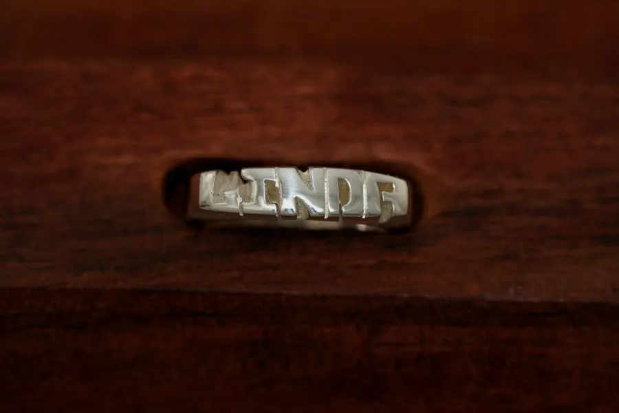 Handcarved Thin Sterling Silver Ring