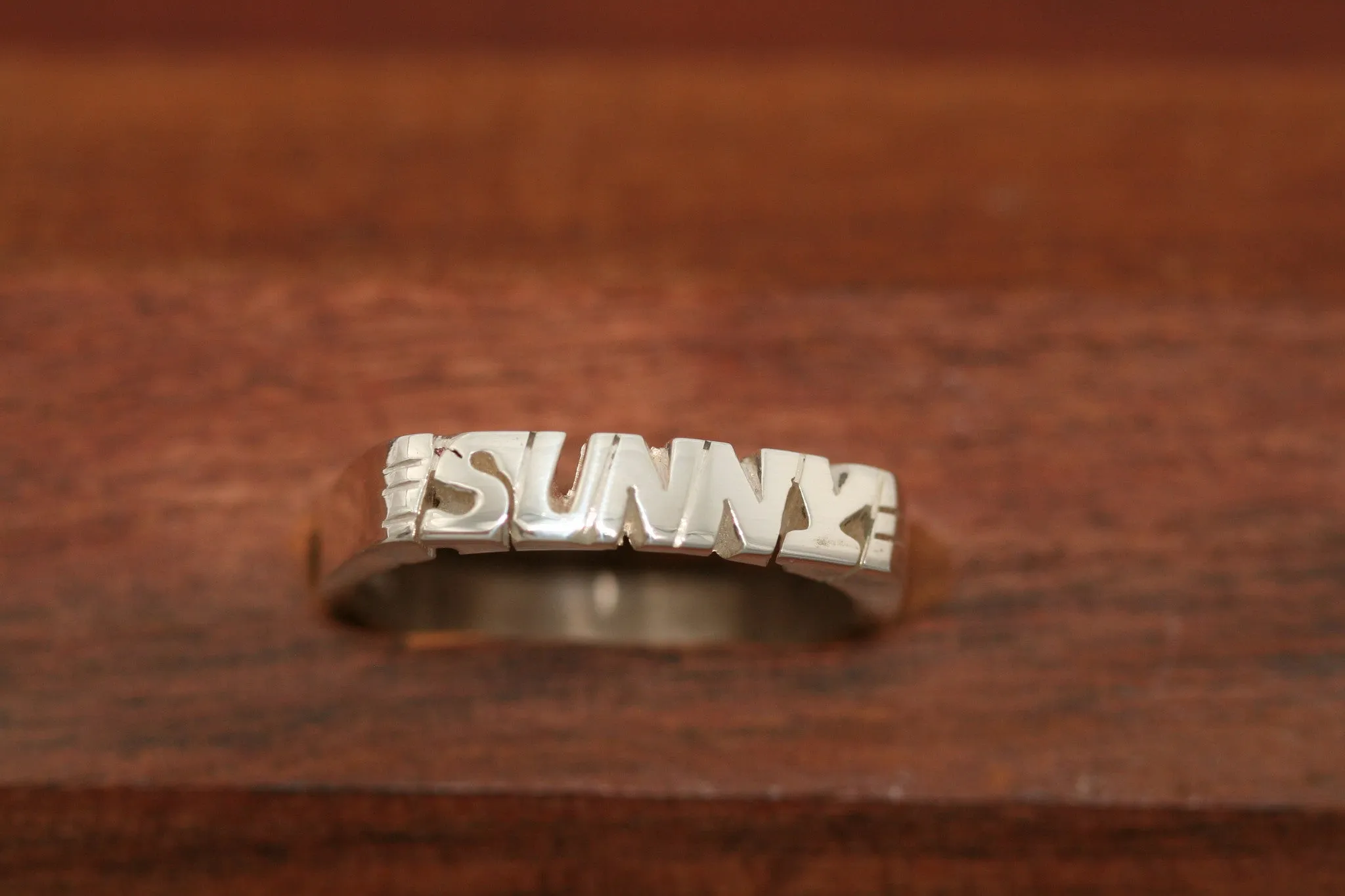 Handcarved Thin Sterling Silver Ring