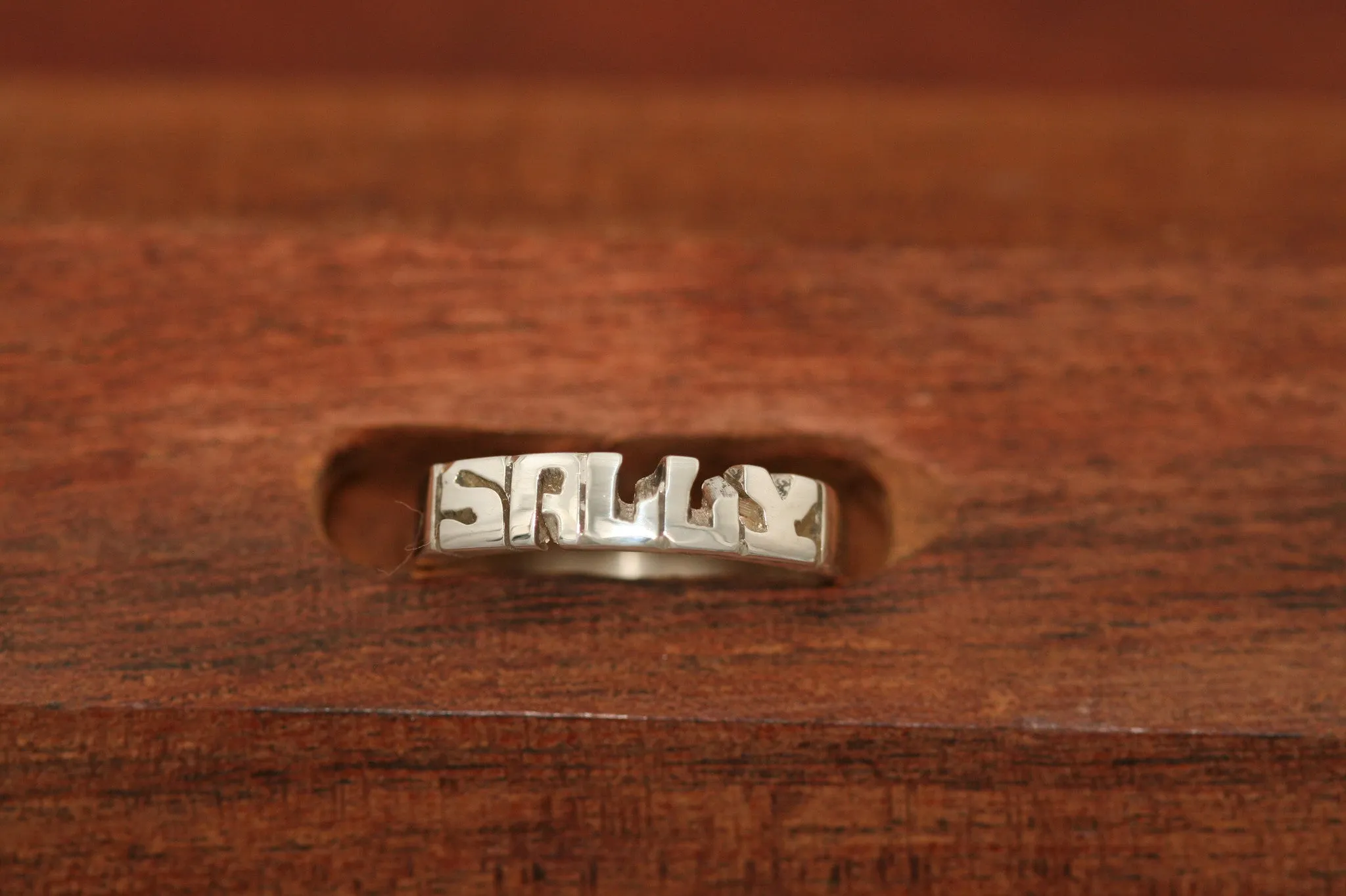 Handcarved Thin Sterling Silver Ring
