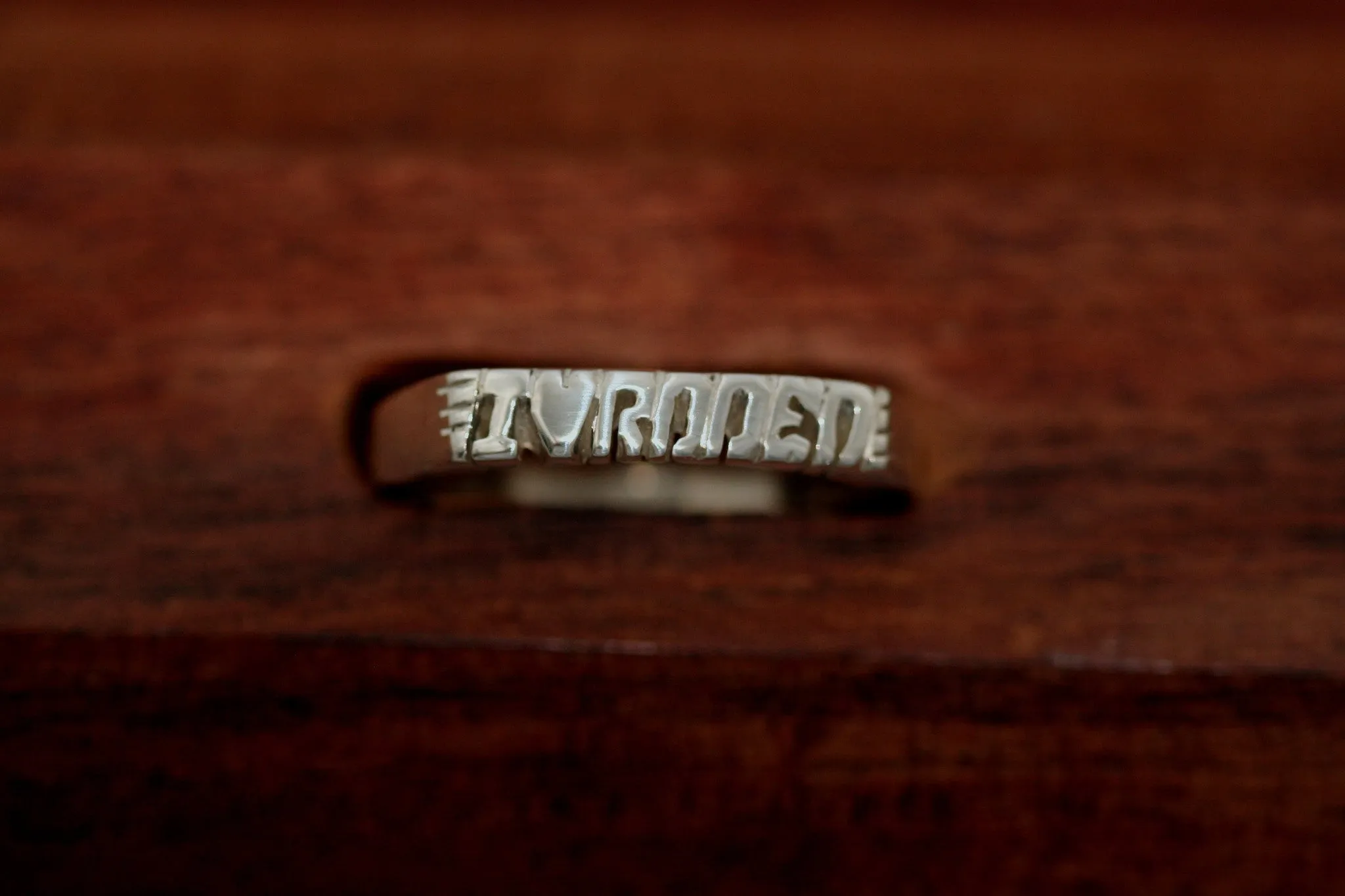 Handcarved Thin Sterling Silver Ring