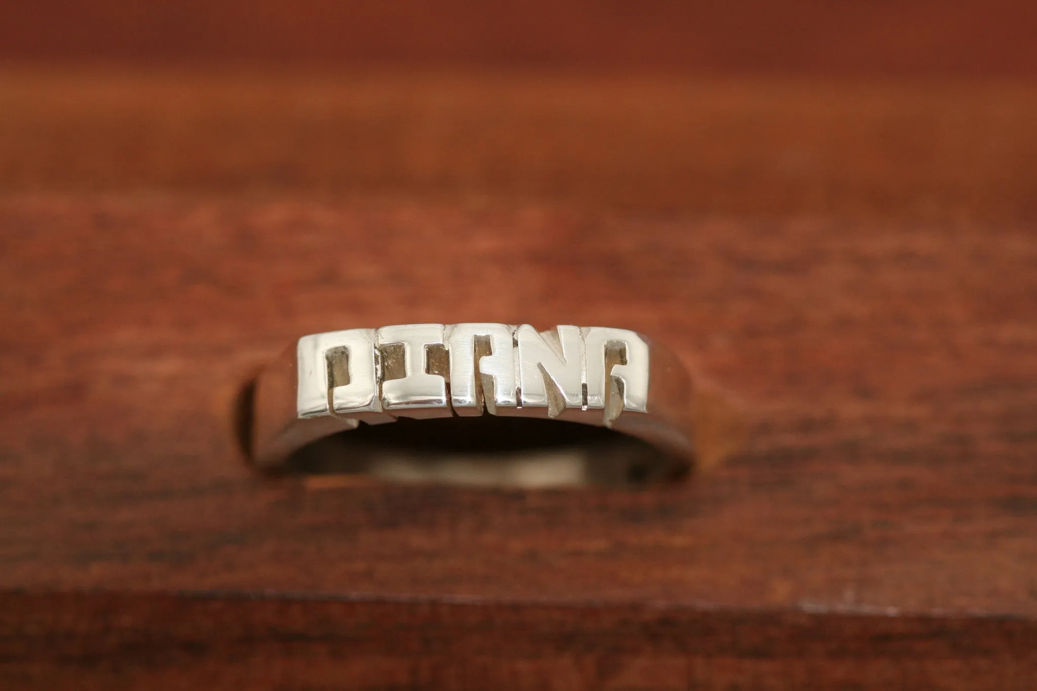 Handcarved Thin Sterling Silver Ring