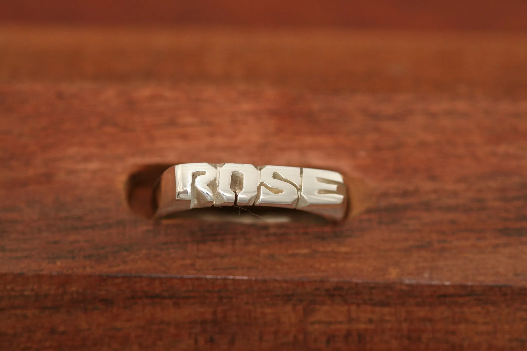 Handcarved Thin Sterling Silver Ring