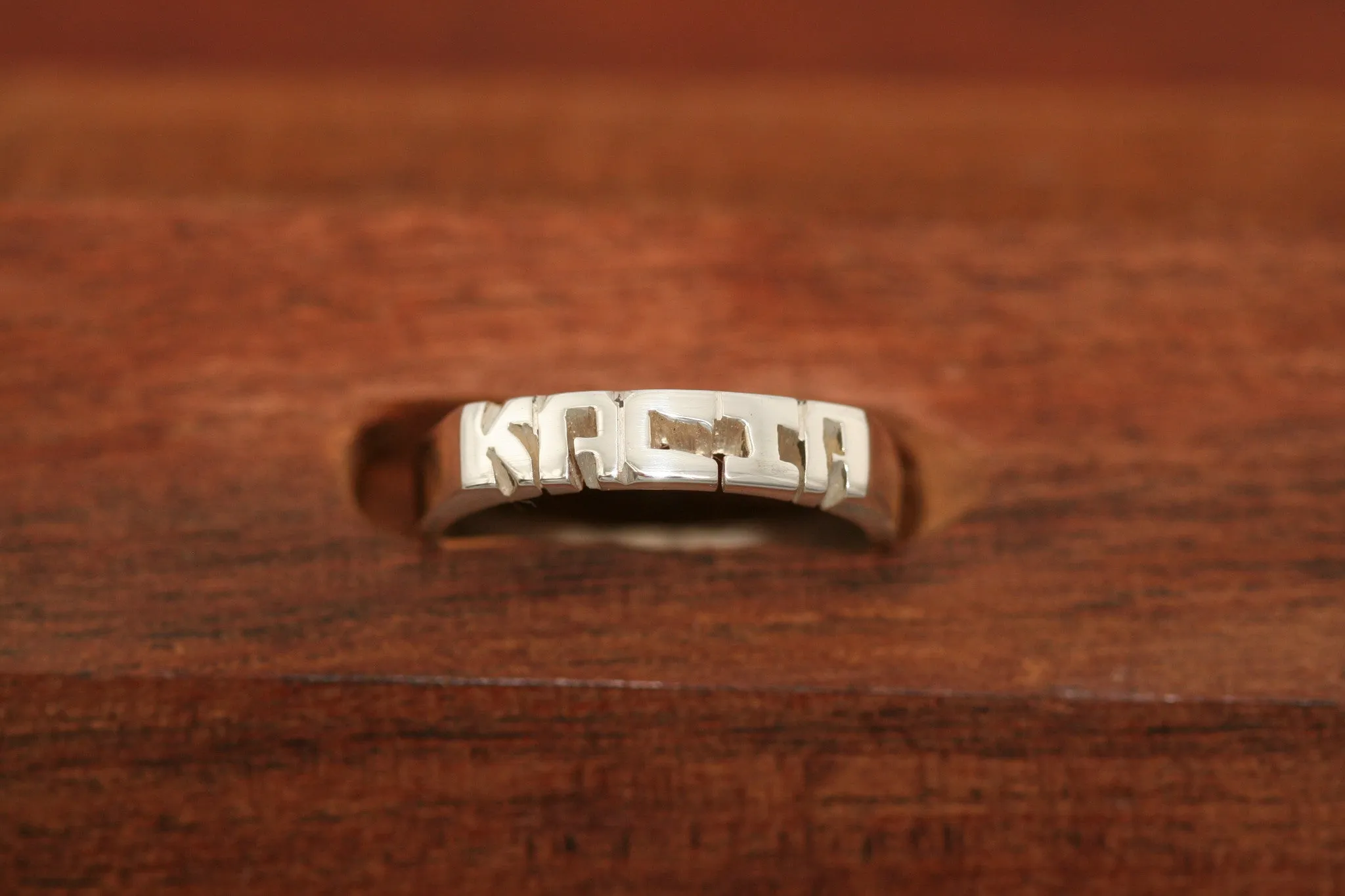 Handcarved Thin Sterling Silver Ring