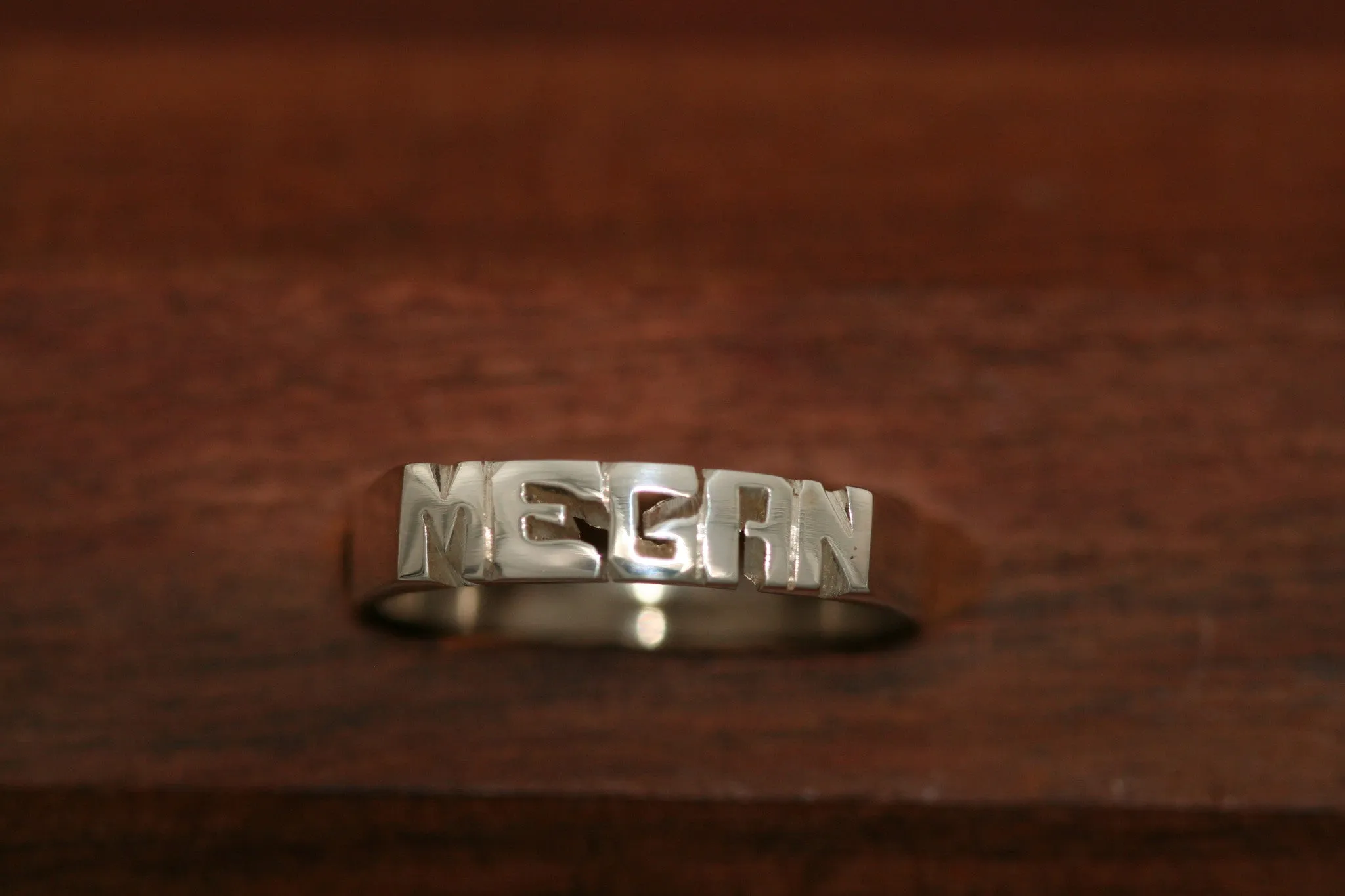 Handcarved Thin Sterling Silver Ring