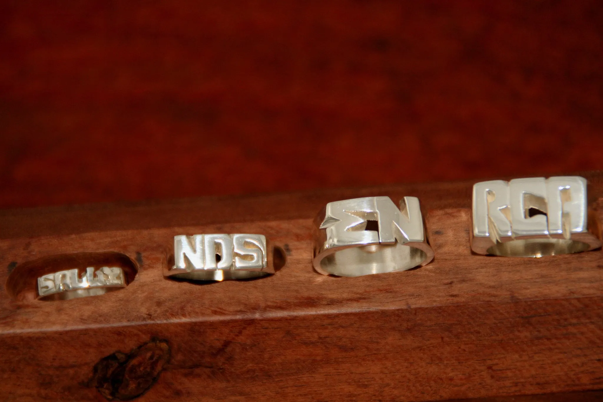 Handcarved Thin Sterling Silver Ring