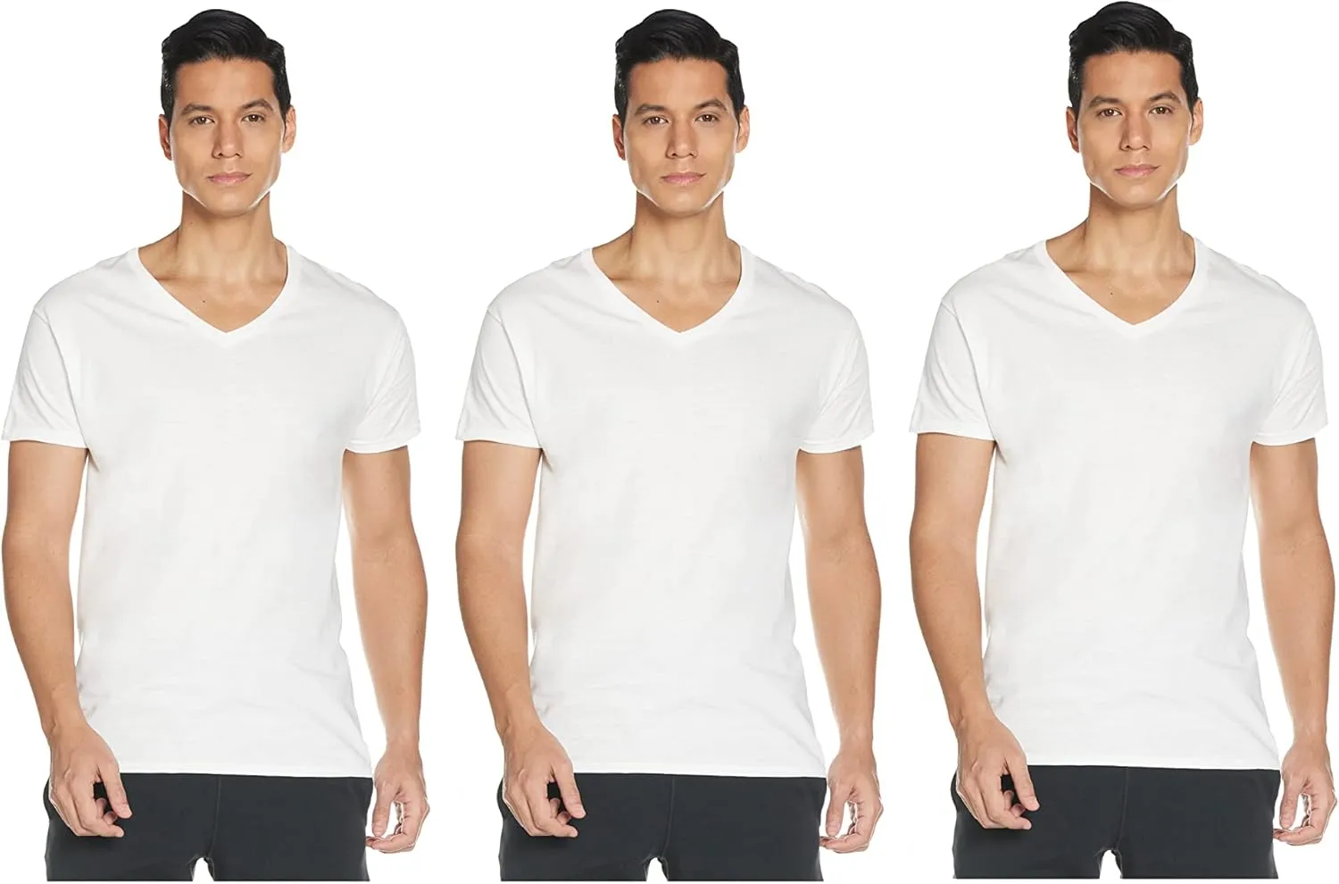 Hanes Ultimate mens Tagless Ultra Soft V-neck Tee - Multiple Packs Available undershirts, White 3 Pack, X-Large US