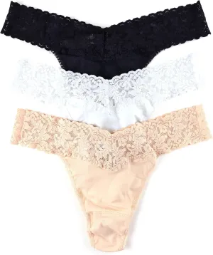 hanky panky - Supima Cotton Original Rise Thongs for Women | Lacy Lingerie, Cotton Panties | One Size (4-14) | 3 pack