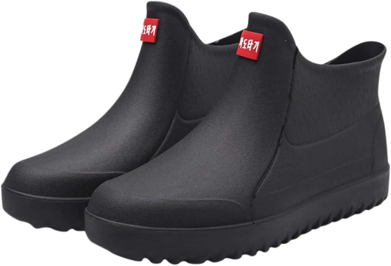 Hbeylia Short Rain Boots For Men Waterproof Garden Shoes Anti Slipping Platform Lightweight Ankle Rainboots Rubber Mid Calf Muck Mud Scrub Boots for Outdoor Work Gardening