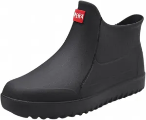 Hbeylia Short Rain Boots For Men Waterproof Garden Shoes Anti Slipping Platform Lightweight Ankle Rainboots Rubber Mid Calf Muck Mud Scrub Boots for Outdoor Work Gardening