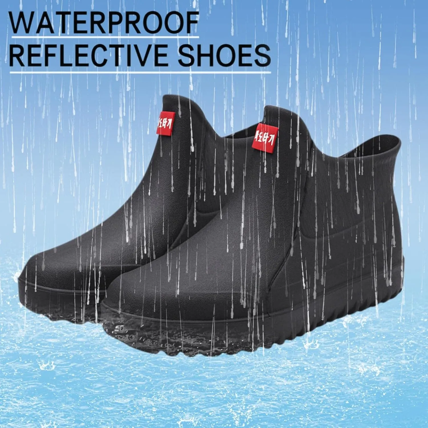 Hbeylia Short Rain Boots For Men Waterproof Garden Shoes Anti Slipping Platform Lightweight Ankle Rainboots Rubber Mid Calf Muck Mud Scrub Boots for Outdoor Work Gardening