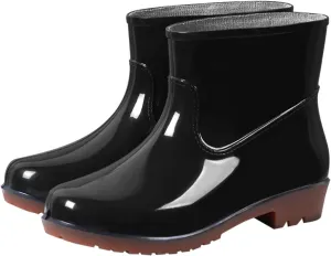 Hbeylia Women's Short Rain Boots Rubber Waterproof Garden Shoes Anti-Slipping Rainboots Ankle Booties Rain Footwear Outdoor Work Shoes For Yard Gardening Muck Mud Working Camping Lawn Care