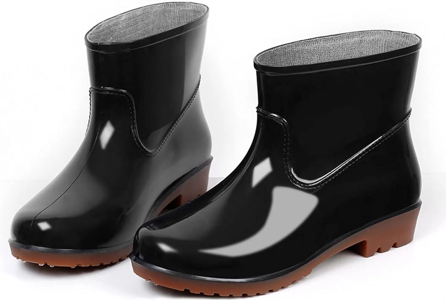 Hbeylia Women's Short Rain Boots Rubber Waterproof Garden Shoes Anti-Slipping Rainboots Ankle Booties Rain Footwear Outdoor Work Shoes For Yard Gardening Muck Mud Working Camping Lawn Care