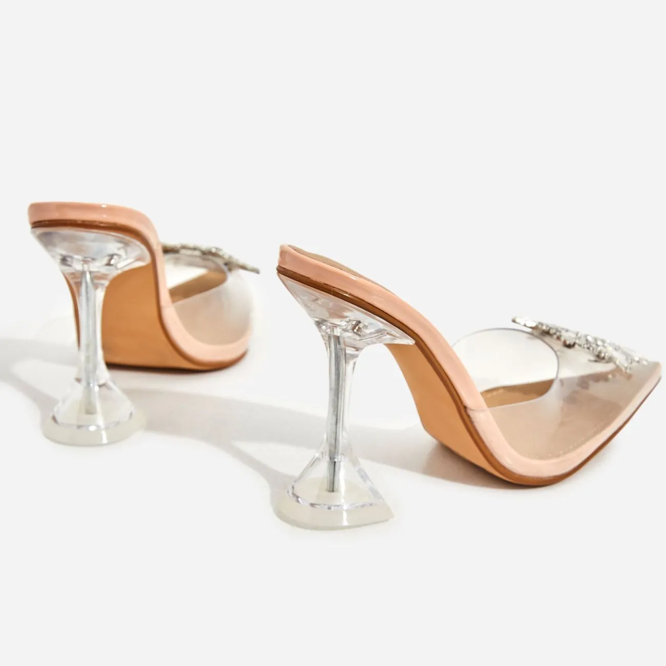 Heel Midnight Perspex Nude Convenient Patent Diamond Exceptional value Mule Pumps LuxeModa Clear Lucite