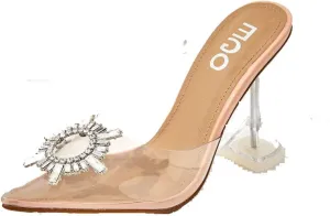 Heel Midnight Perspex Nude Convenient Patent Diamond Exceptional value Mule Pumps LuxeModa Clear Lucite