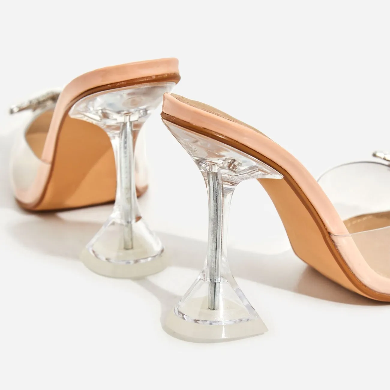 Heel Midnight Perspex Nude Convenient Patent Diamond Exceptional value Mule Pumps LuxeModa Clear Lucite