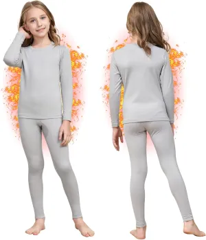 HEROBIKER Girls Thermal Underwear Set Ultra Soft Fleece Lined Kids Long Johns Top Bottom Thermals Kids Base Layer Winter Warm