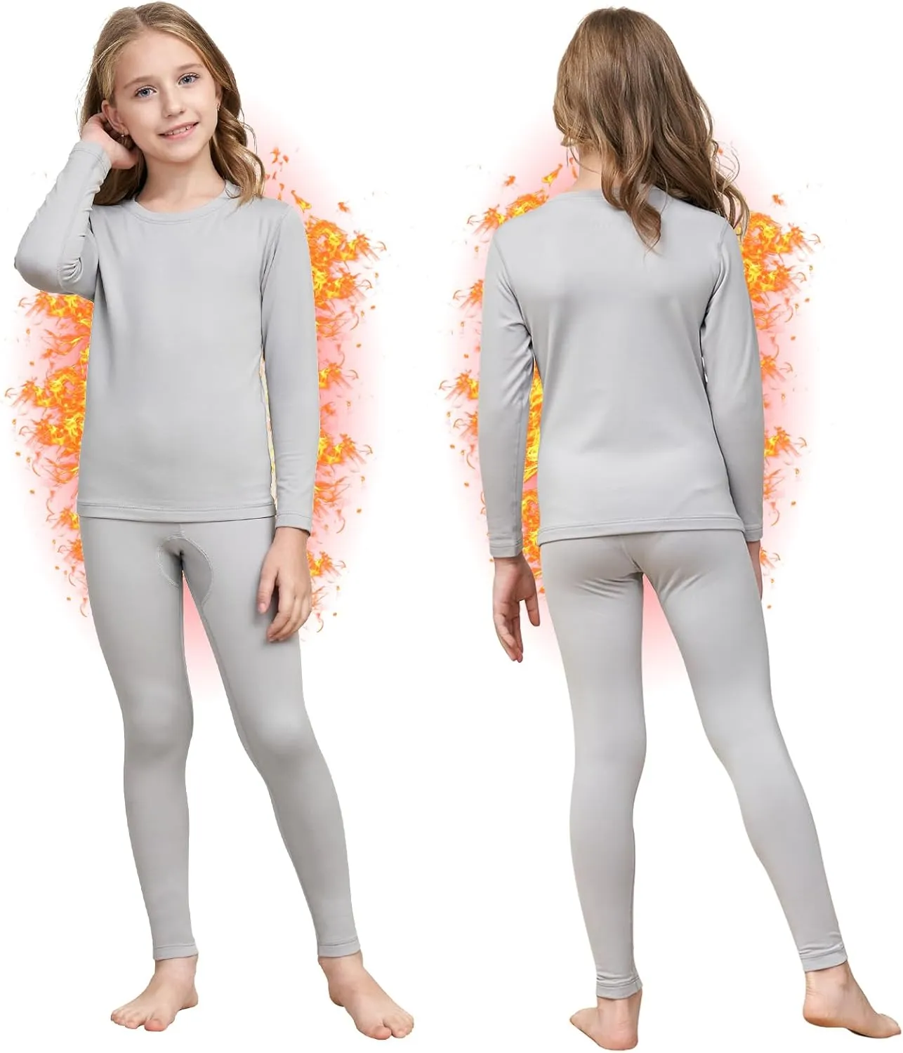 HEROBIKER Girls Thermal Underwear Set Ultra Soft Fleece Lined Kids Long Johns Top Bottom Thermals Kids Base Layer Winter Warm