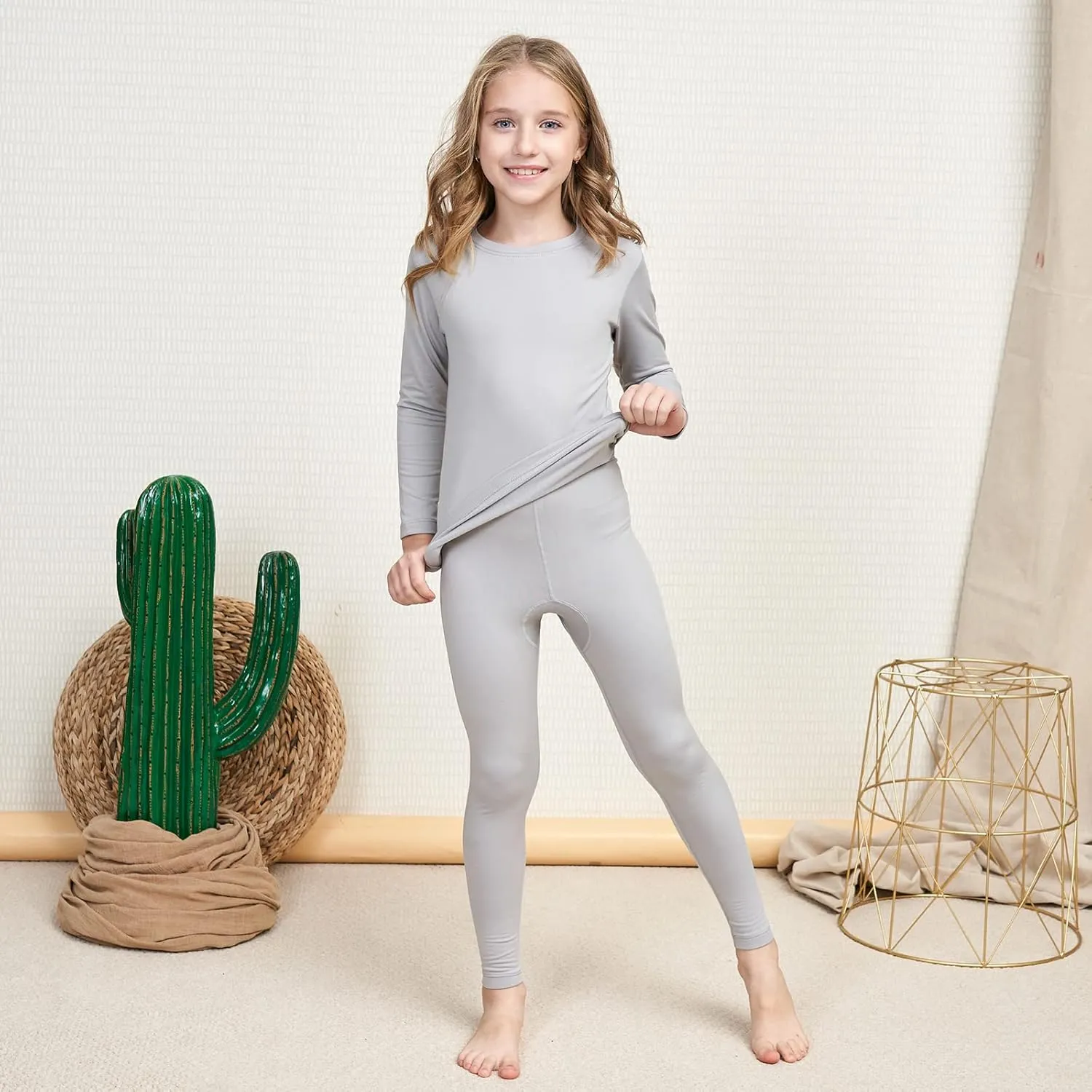 HEROBIKER Girls Thermal Underwear Set Ultra Soft Fleece Lined Kids Long Johns Top Bottom Thermals Kids Base Layer Winter Warm