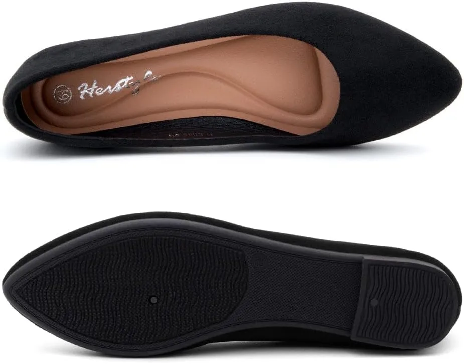 Herstyle Elina Women's Flats, Pointed Toe Ballet Flat Shoes, Slip-On Dressy Flats, Comfortable Casual Ballerina Shoes for Daily Wear, Work, Office, and Party