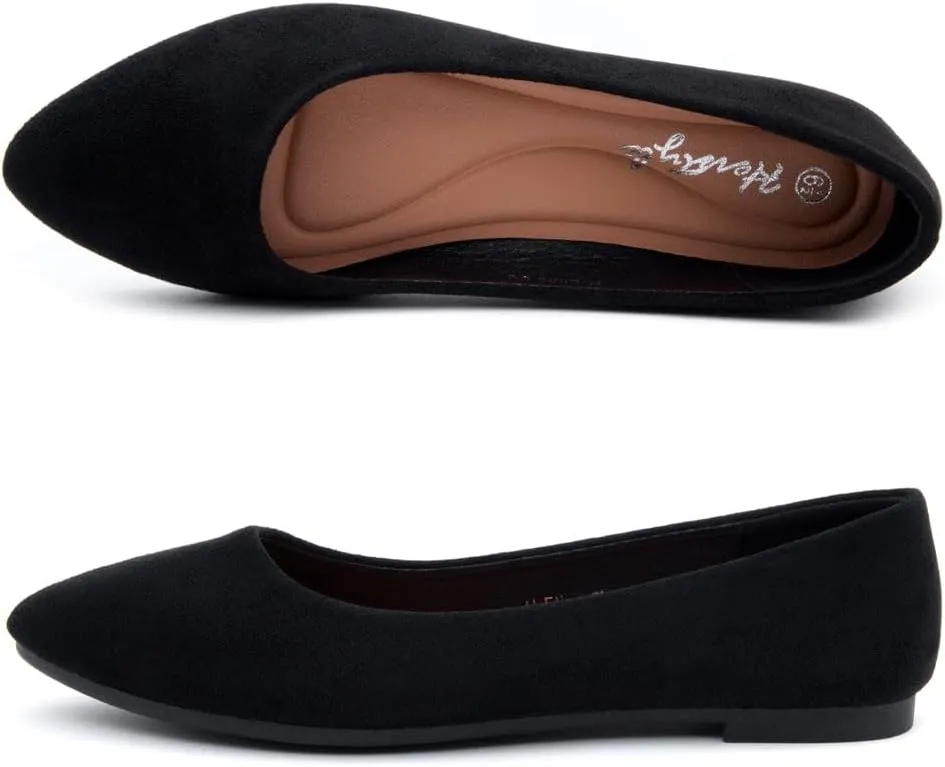 Herstyle Elina Women's Flats, Pointed Toe Ballet Flat Shoes, Slip-On Dressy Flats, Comfortable Casual Ballerina Shoes for Daily Wear, Work, Office, and Party