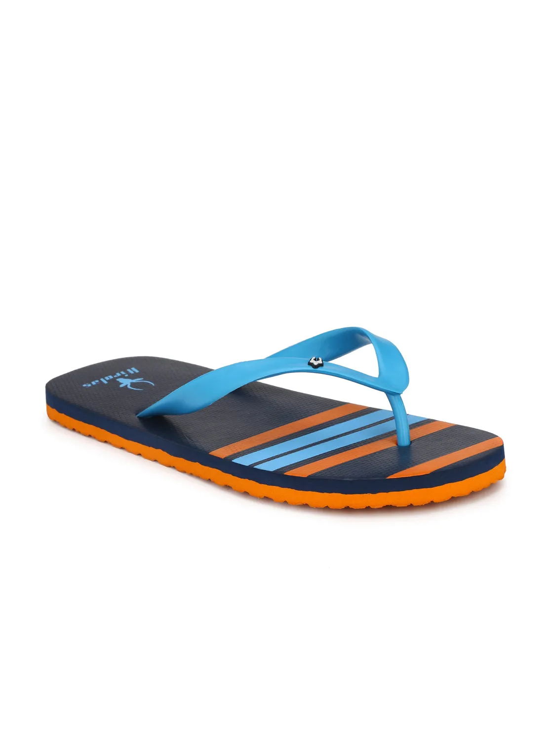 Hirolas® Men's Blue Printed Thong Flip-Flops (HROBF04BUO)