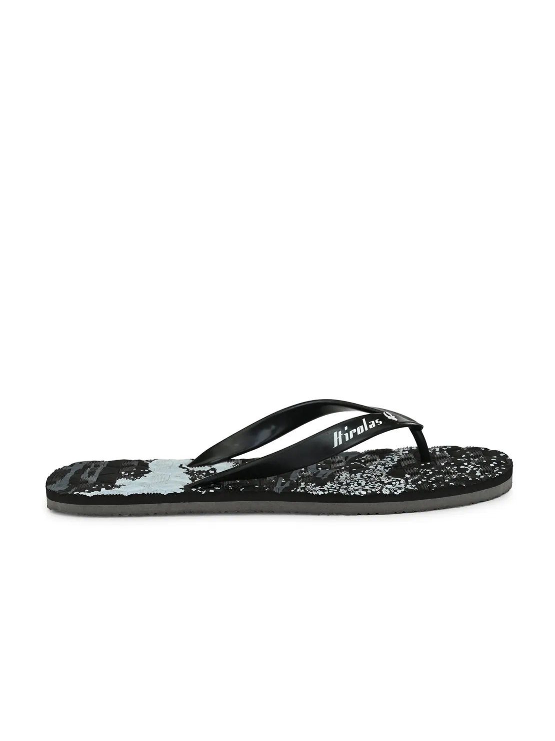 Hirolas® Men's Printed Black Thong Flip-Flops (HROFF11BLG)