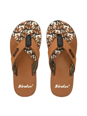 Hirolas® Men's Tan Fabrication Flip-Flops (HROFF17TAN)