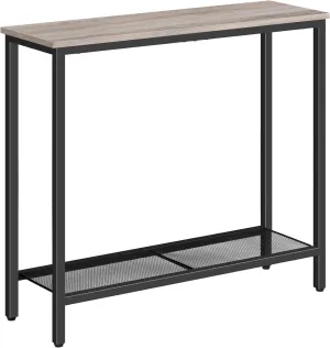 HOOBRO 29.5" Narrow Console Table, Small Entryway Table with Shelf, 2 Tier Thin Sofa Table, Side Table, for Hallway, Living Room, Bedroom, Greige and Black BG74XG01