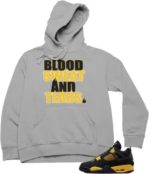 Hoodie To Match Jordan 4 Thunder Colors, Men's Hooded Sweatshirt Urban Clothing