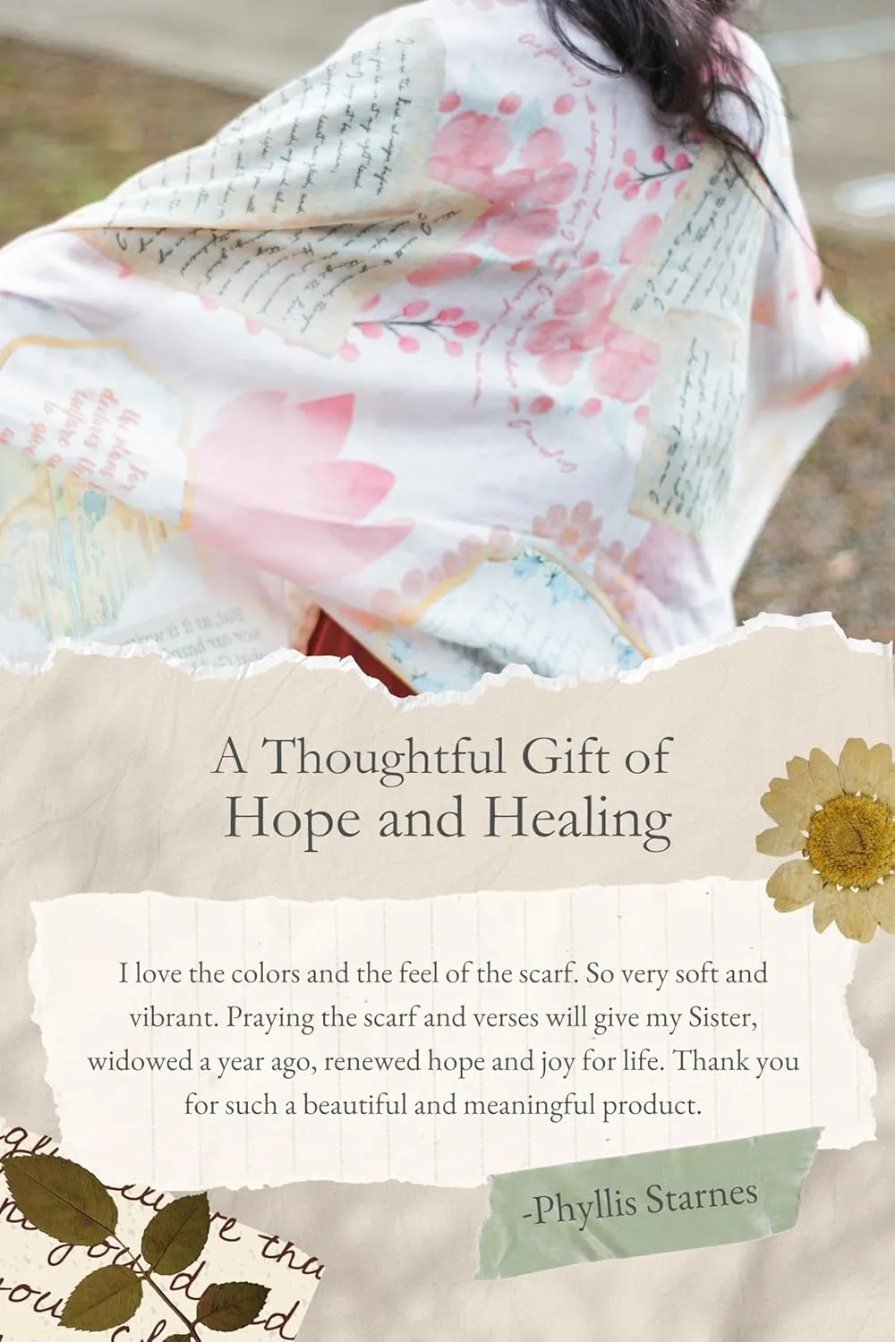 Hope Prayer Scarf - Large, Lightweight Prayerfully Created Bible Verse Shawl, 35x70", Uplifting Encouragement Christian Gift