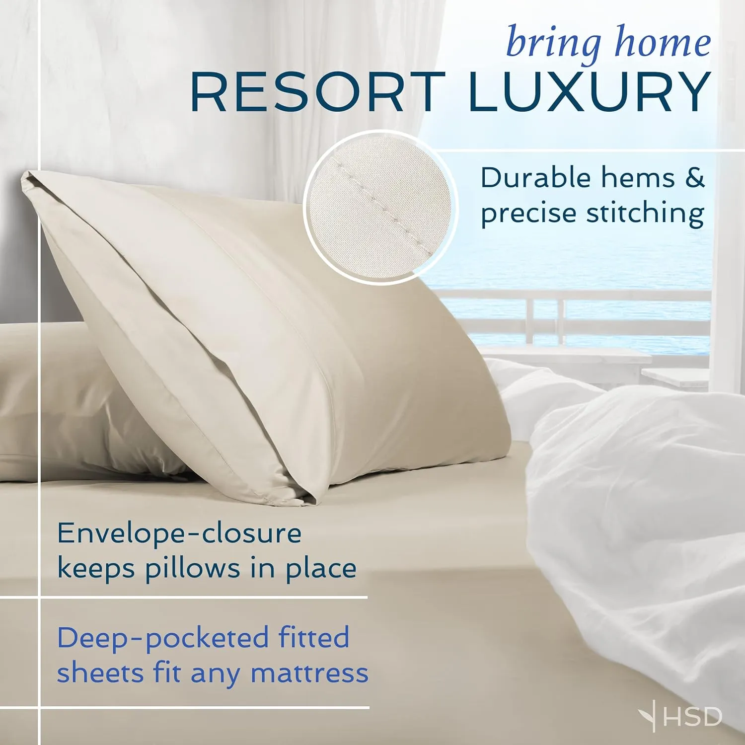 Hotel Sheets Direct 4 Piece Bed Sheet Set King Size, 100% Viscose Derived from Bamboo Sheets Set with 2 Pillowcases, Cooling & Breathable Luxury Bedding, Moisture-Wicking & Silky Soft Texture, White
