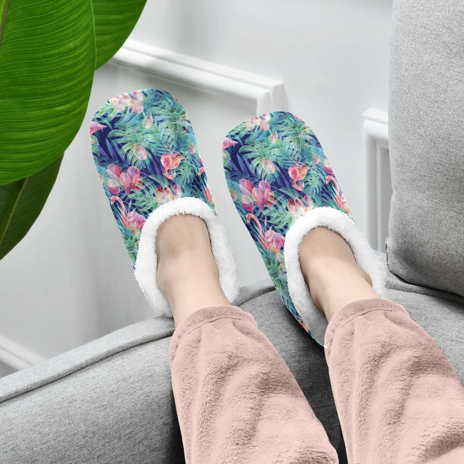 House Slippers Fuzzy Memory Foam Soft Slipper Socks for Woman Men