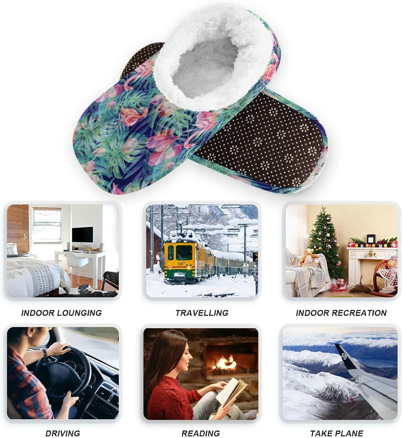 House Slippers Fuzzy Memory Foam Soft Slipper Socks for Woman Men