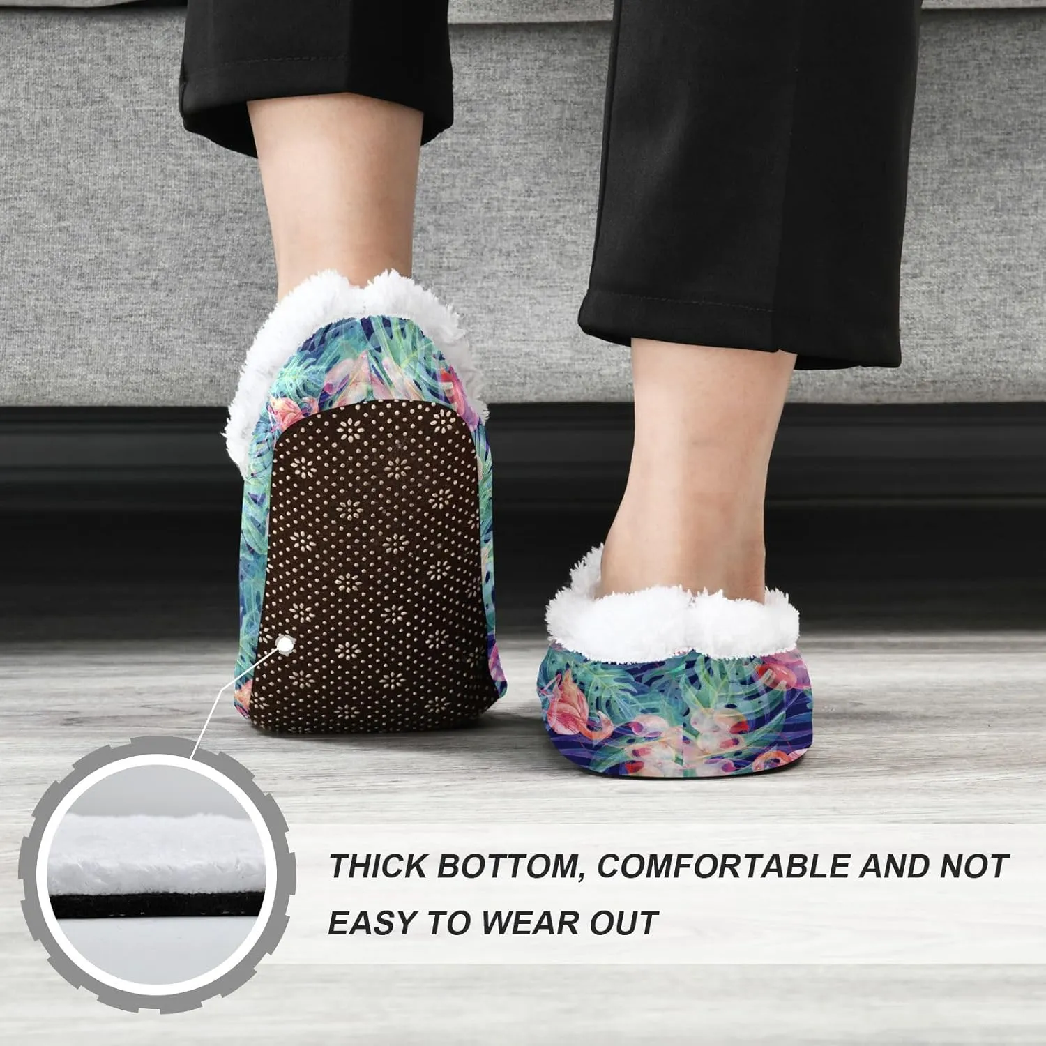 House Slippers Fuzzy Memory Foam Soft Slipper Socks for Woman Men